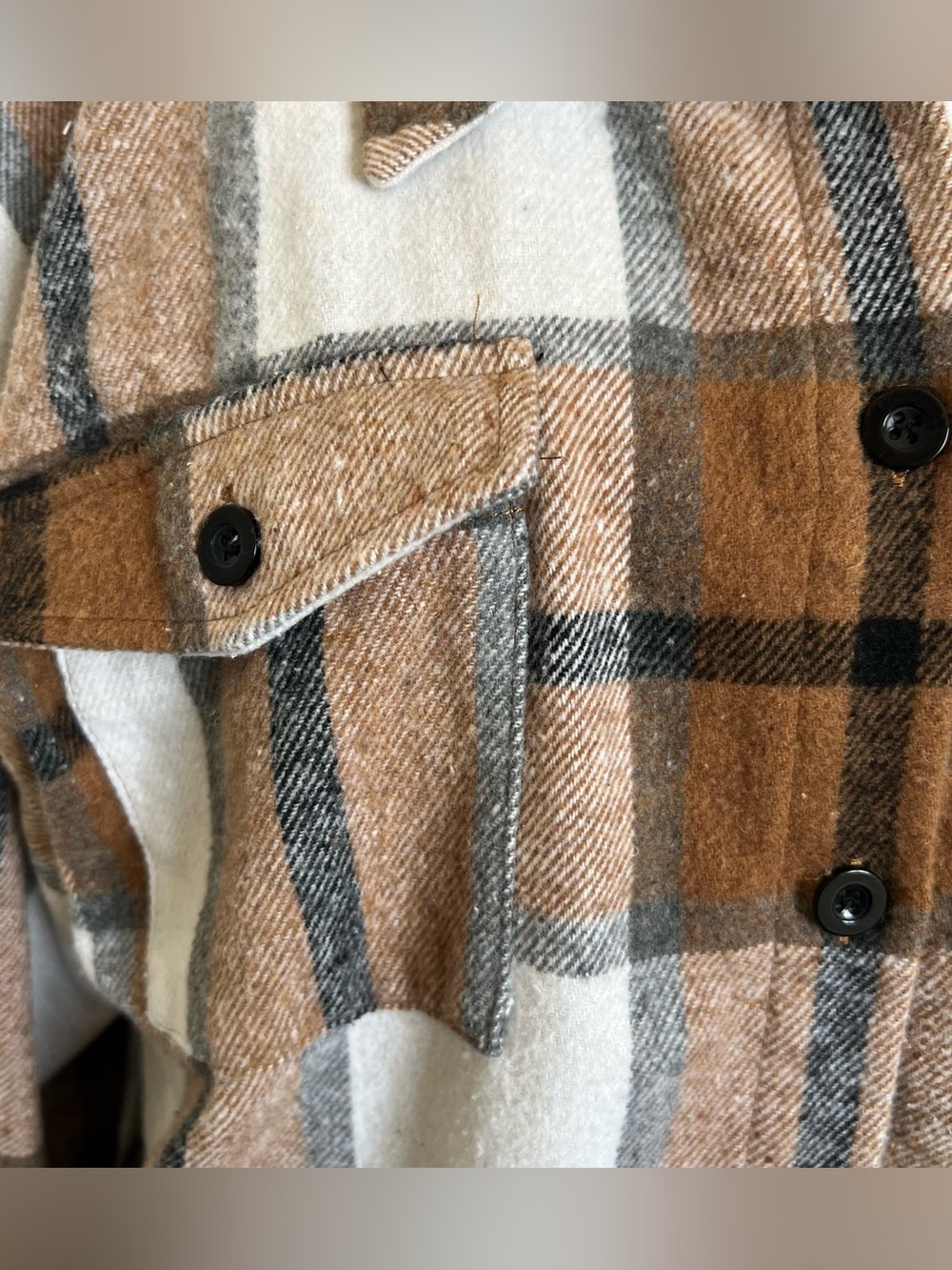 Brown Plaid Button Up Flannel Shacket Shirt Jacket Western Cowgirl Size XL 16-18 - Picture 8 of 16
